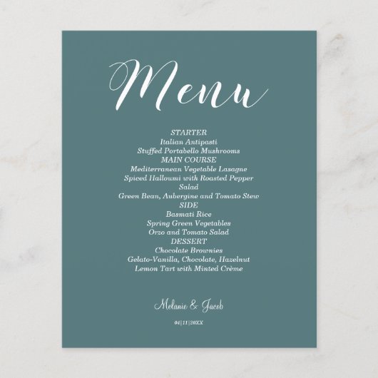 Budget Dark Blue Minimalistisch Flat Menu Card (Vorderseite)