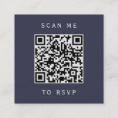 Budget Dark Blue Silver Wedding QR Code UAWG Begleitkarte (Rückseite)