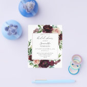 Budget Dark Burgundy & Pink Floral Brautparty S Flyer (Einzeln)