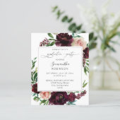 Budget Dark Burgundy & Pink Floral Graduation Part (Stehend Vorderseite)