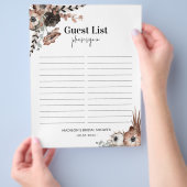 Budget Dark Florals Brautparty Guest Sheet Flyer (Hand)