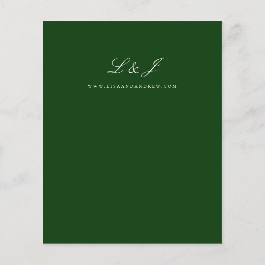 Budget Dark Green Calligraphy Wedding Flyer (Hinten)