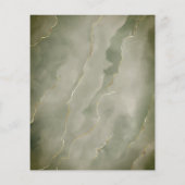 Budget Dark Green Gold Marmor Wedding Menü (Hinten)