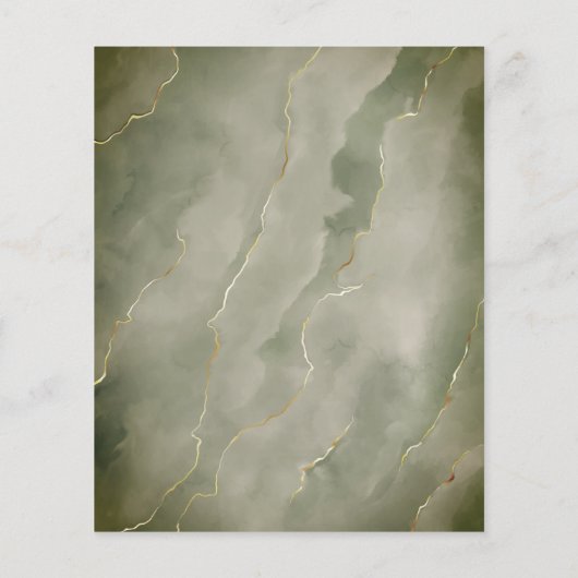 Budget Dark Green Gold Marmor Wedding Menü (Hinten)