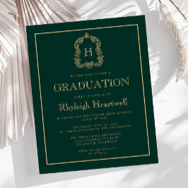 Budget Dark Green Gold Wappen Graduation Party
