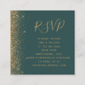 Budget Dark Green Gold Wedding QR Code UAWG Begleitkarte (Vorderseite)