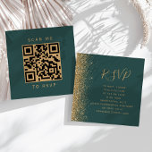 Budget Dark Green Gold Wedding QR Code UAWG Begleitkarte