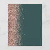 Budget Dark Green Rose Gold Glitzer Wedding Menu (Rückseite)