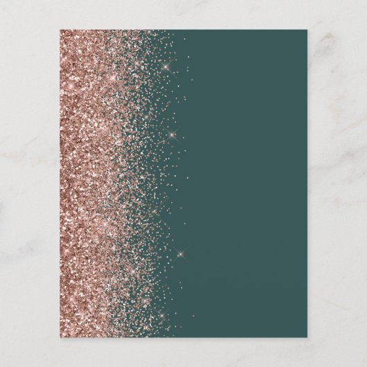 Budget Dark Green Rose Gold Glitzer Wedding Menu (Rückseite)