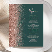 Budget Dark Green Rose Gold Glitzer Wedding Menu