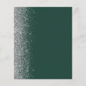 Budget Dark Green Silver Glitzer Edge Wedding Menu (Rückseite)