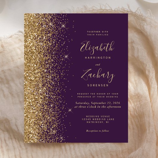 Budget Dark Lila Gold Glitzer Wedding