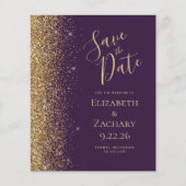 Budget Dark Lila Gold Save the Date Card (Vorderseite)
