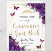 Budget Dark Lila Quince 15 Geburtstag Gästebuch (Vorne/Hinten)