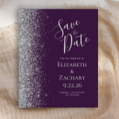 Budget Dark Lila Silver Save the Date Card