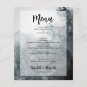 Budget Dark Marble Wedding Menu Flyer (Vorne)