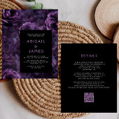 Budget Dark Moody Lila Floral QR Code Wedding