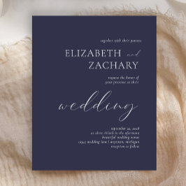 Budget Dark Navy Blue Script Einladung
