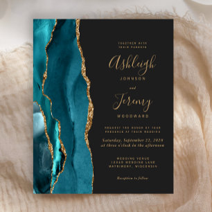 Budget Dark Teal Gold Agate Wedding