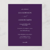 Budget Dark Violet Lila Calligrafy Wedding (Vorderseite)