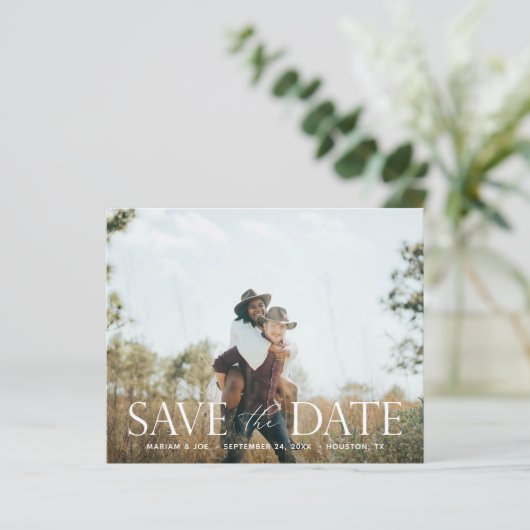 Budget Das Script H Modernes 2 Foto Save the Date (Stehend Vorderseite)