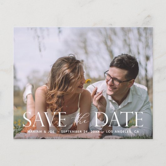 Budget Das Script H Modernes Foto Save the Date (Vorderseite)