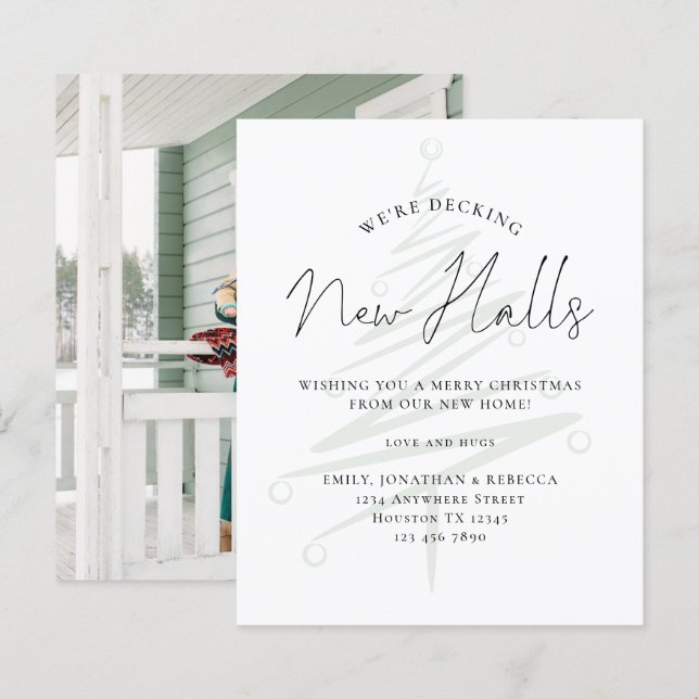 Budget Decke neue Hallen Tree Tint Weihnachtskarte (Vorne/Hinten)