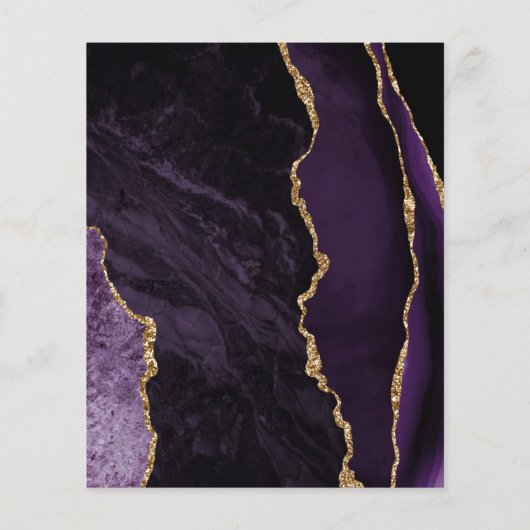 Budget Deep Lila Gold Agate Hochzeit Einladung (Rückseite)