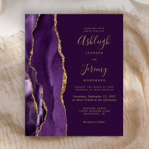 Budget Deep Purple Achat Goldene Hochzeitseinladun