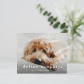 Budget Definition Naughty Funny Past Weihnachtskar (Stehend Vorderseite)