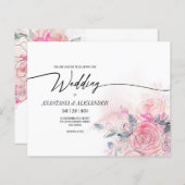 BUDGET Delicate Floral Hochzeit Einladung. (Vorne/Hinten)