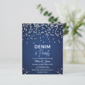 Budget Denim and Pearls Couple's Dusche Einladung (Stehend Vorderseite)