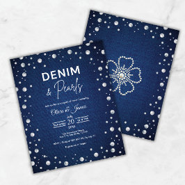 Budget Denim and Pearls Couple's Shower Einladung