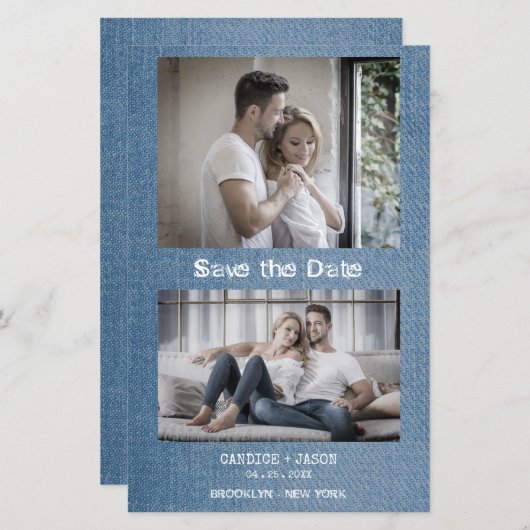 Budget Denim Texture Trendy Verlobt Romantisches F (Vorne/Hinten)