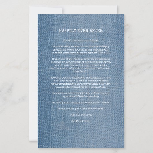 Budget Denim Texture Trendy Verlobt Romantisches F (Rückseite)