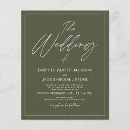 Budget Die Hochzeit der grünen modernen Typografie Flyer