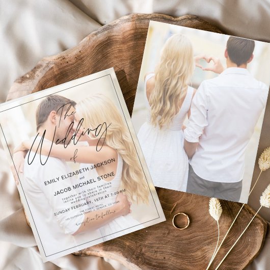 Budget Die Hochzeit von Foto Minimalistische Typog Flyer