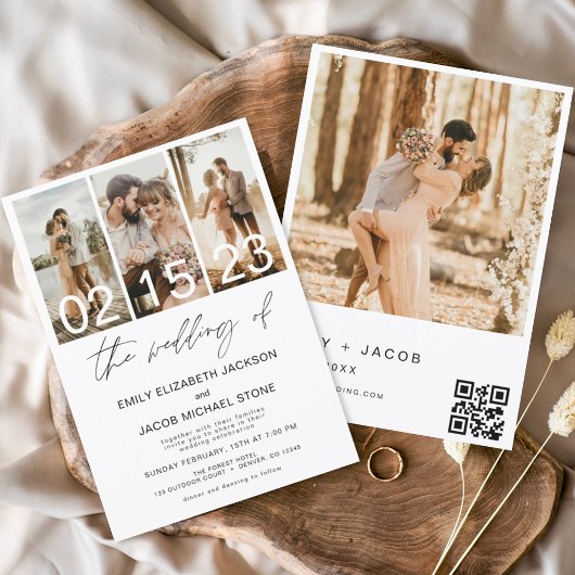 Budget Die Hochzeit von Foto QR-Code Minimalistisc