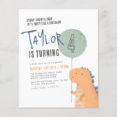 Budget Dinosaur Geburtstagsparty Einladung (Vorderseite)