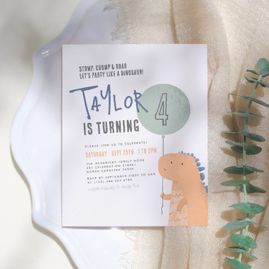 Budget Dinosaur Geburtstagsparty Einladung