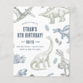 Budget Dinosaur Geburtstagsparty Einladung (Vorderseite)