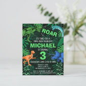 Budget Dinosaur Kindergeburtstag Jurassic Einladun (Stehend Vorderseite)