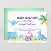 Budget Dinosaur Niedlich Baby Dusche Einladung (Vorne/Hinten)
