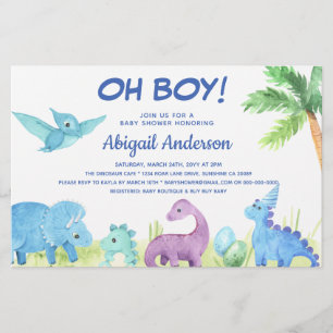 BUDGET Dinosaur Oh Boy Baby Dusche Einladung