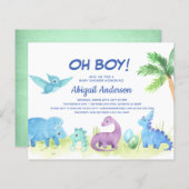 BUDGET Dinosaur Oh Boy Baby Dusche Einladung (Vorne/Hinten)