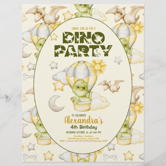 Budget Dinosaur Thema Kinderdusche Flyer (Vorne)