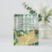 Budget Dinosaur Unisex Kinderdusche Einladung (Stehend Vorderseite)