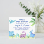 BUDGET Dinosaur Virtual Baby Dusche Einladung (Stehend Vorderseite)