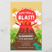 Budget Dinosaur Volcano Kindergeburtstag Einladung (Vorderseite)