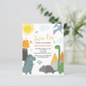 Budget Dinosaurier Zwei Rex 2. Geburtstag Einladun (Stehend Vorderseite)